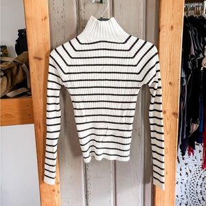 Stradivarius Cream Ribbed Knit Top